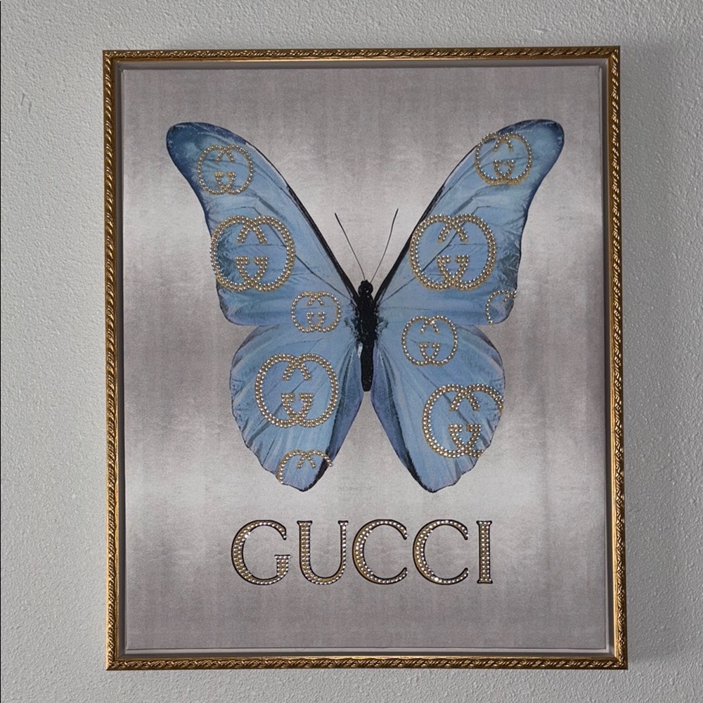 Gucci Blue Butterfly Wall Art